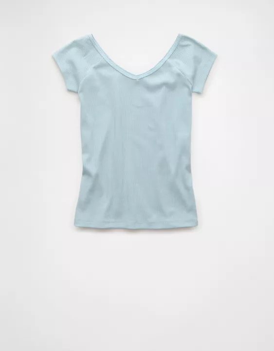 Aeo AE Saltwash V-Neck Baby Tee