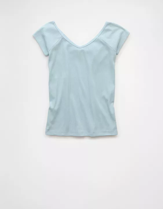 Aeo AE Saltwash V-Neck Baby Tee