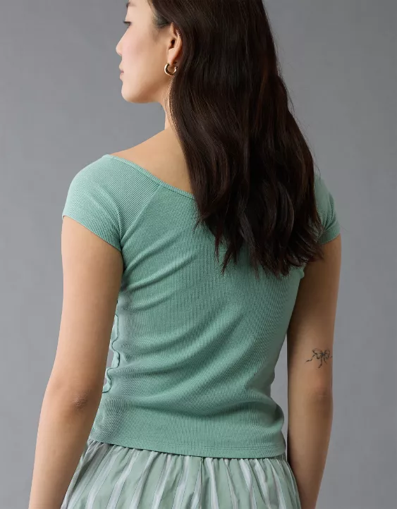 Aeo AE Saltwash V-Neck Baby Tee