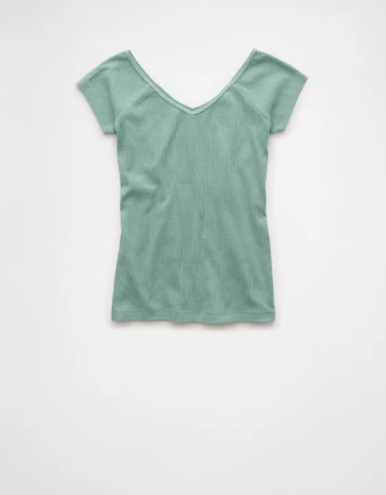 Aeo AE Saltwash V-Neck Baby Tee