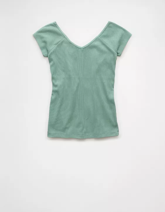 Aeo AE Saltwash V-Neck Baby Tee