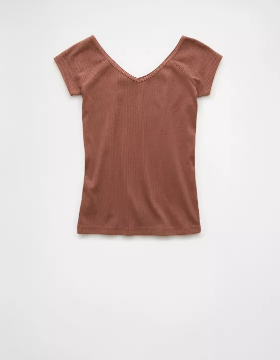 Aeo AE Saltwash V-Neck Baby Tee