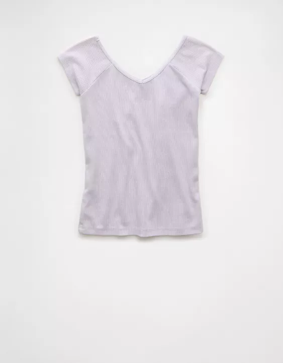 Aeo AE Saltwash V-Neck Baby Tee