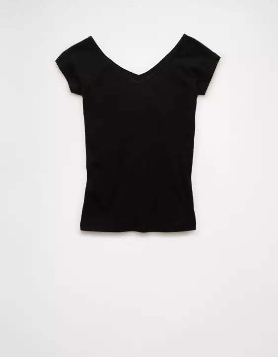 Aeo AE Saltwash V-Neck Baby Tee