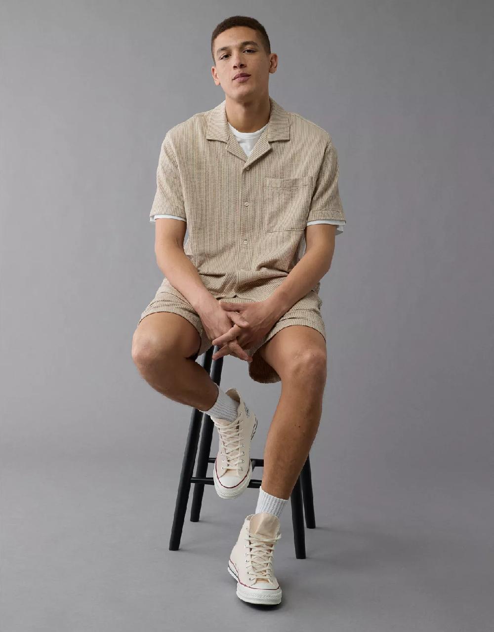 aeo AE Seersucker Button-Up Camp Shirt