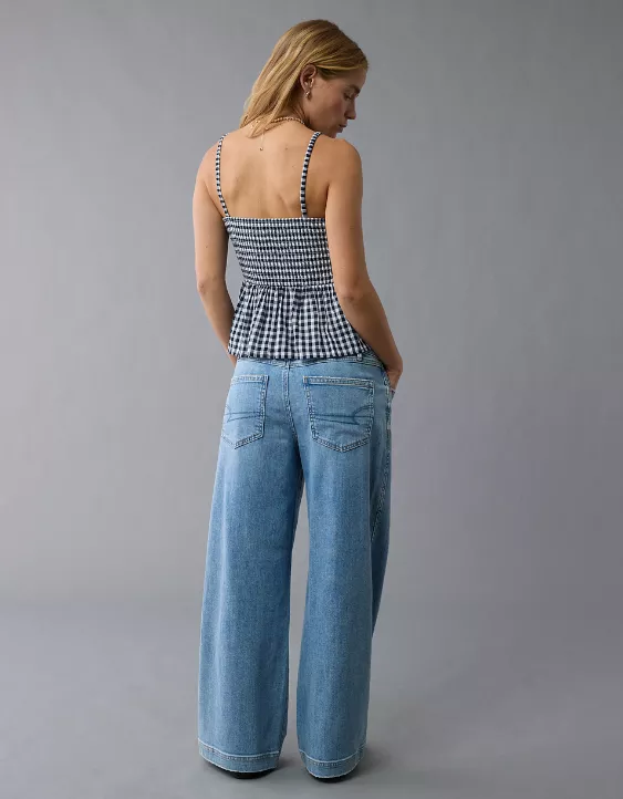 Aeo AE Smocked Gingham Babydoll Cami