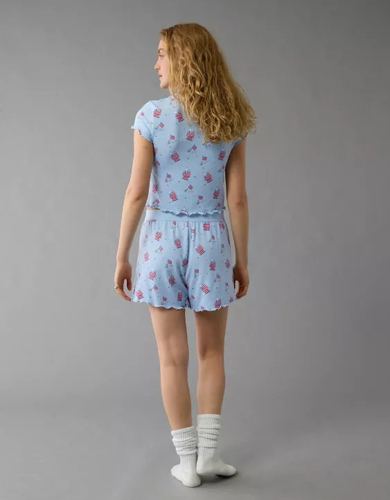 Aeo AE Snoopy Americana Plush Baby Tee PJ Set