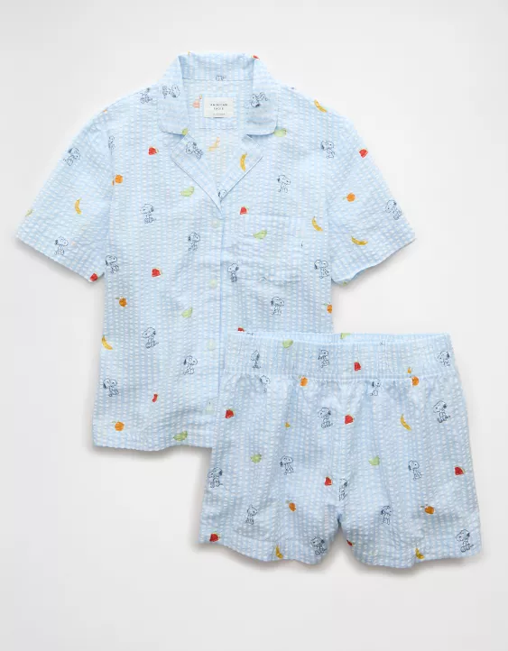 Aeo AE Snoopy Fruit Seersucker PJ Set