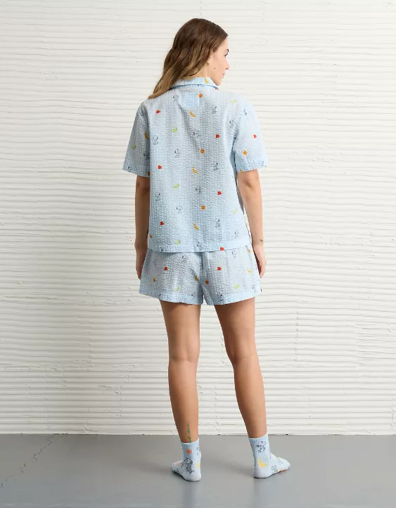 Aeo AE Snoopy Fruit Seersucker PJ Set