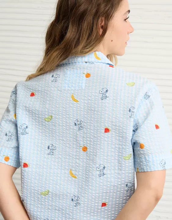 Aeo AE Snoopy Fruit Seersucker PJ Set