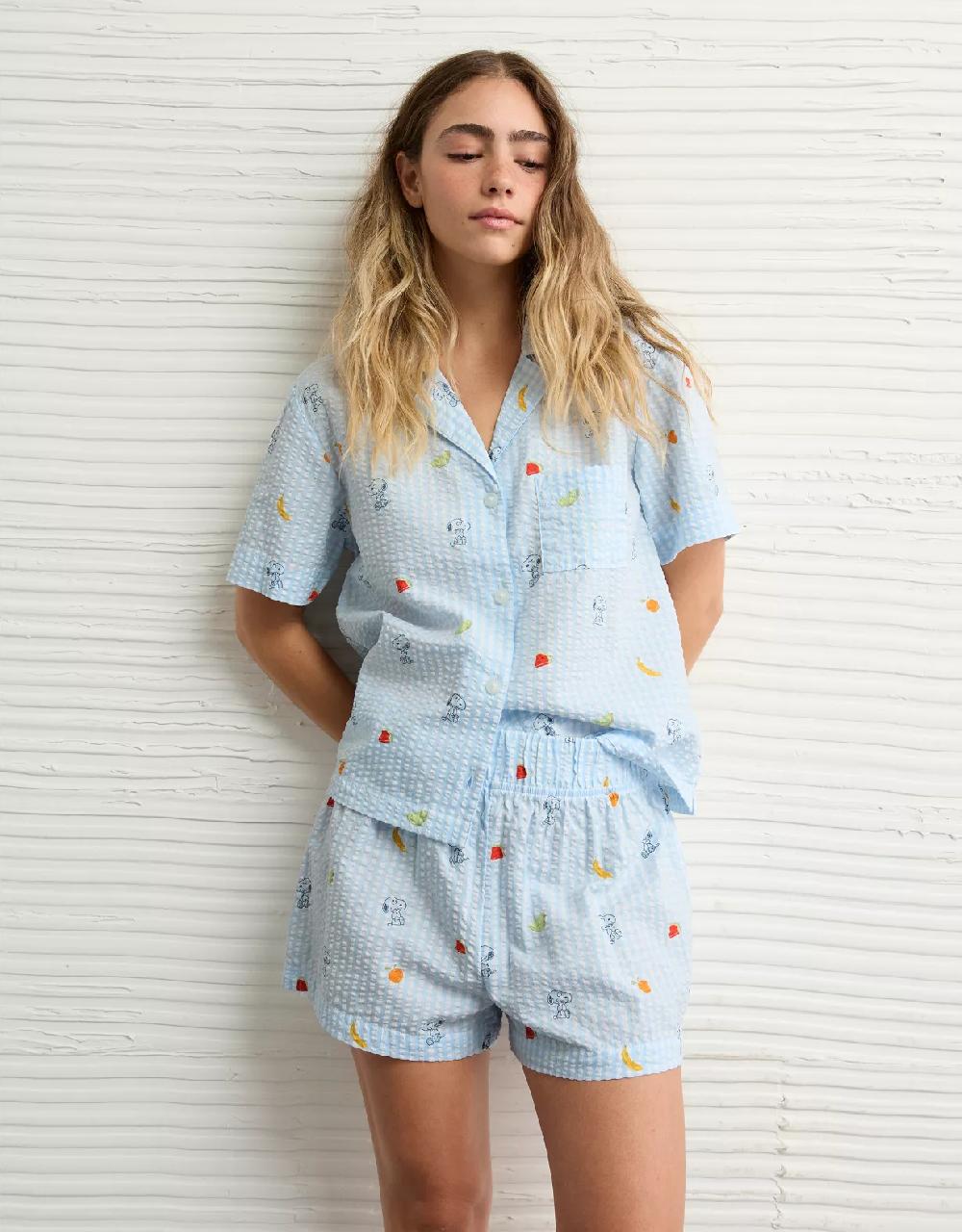 aeo AE Snoopy Fruit Seersucker PJ Set