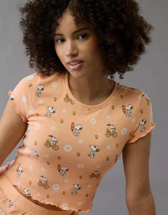 Aeo AE Snoopy Ice Cream Plush Baby Tee PJ Set