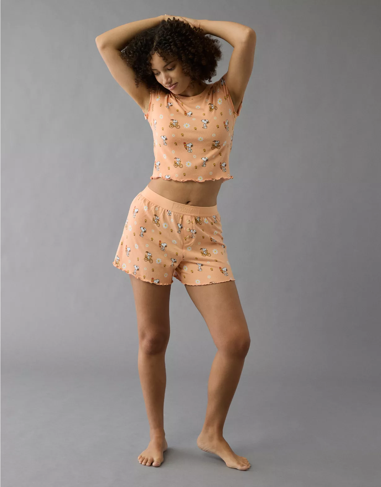 aeo AE Snoopy Ice Cream Plush Baby Tee PJ Set