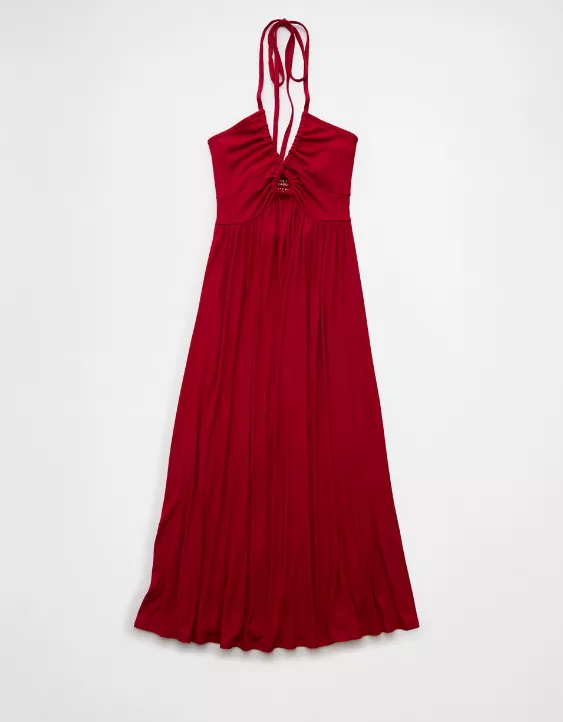 Aeo AE Soft & Sexy Keyhole Halter Midi Dress