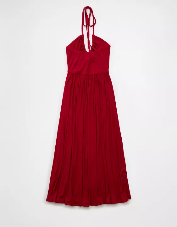 Aeo AE Soft & Sexy Keyhole Halter Midi Dress