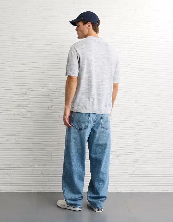 Aeo AE Space Dye Sweater Polo Shirt