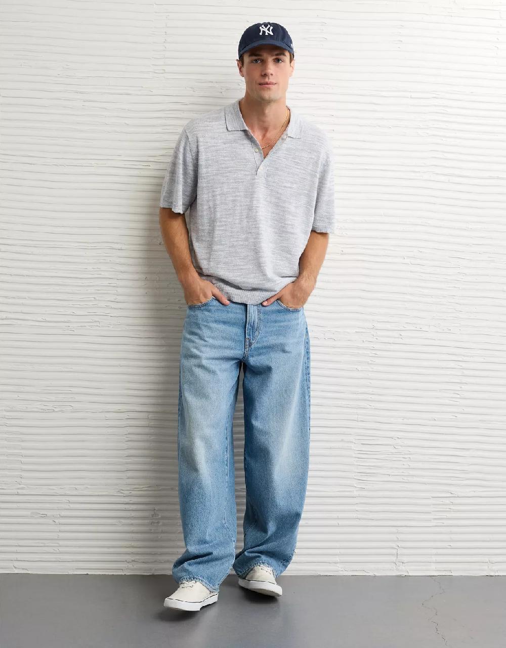 aeo AE Space Dye Sweater Polo Shirt