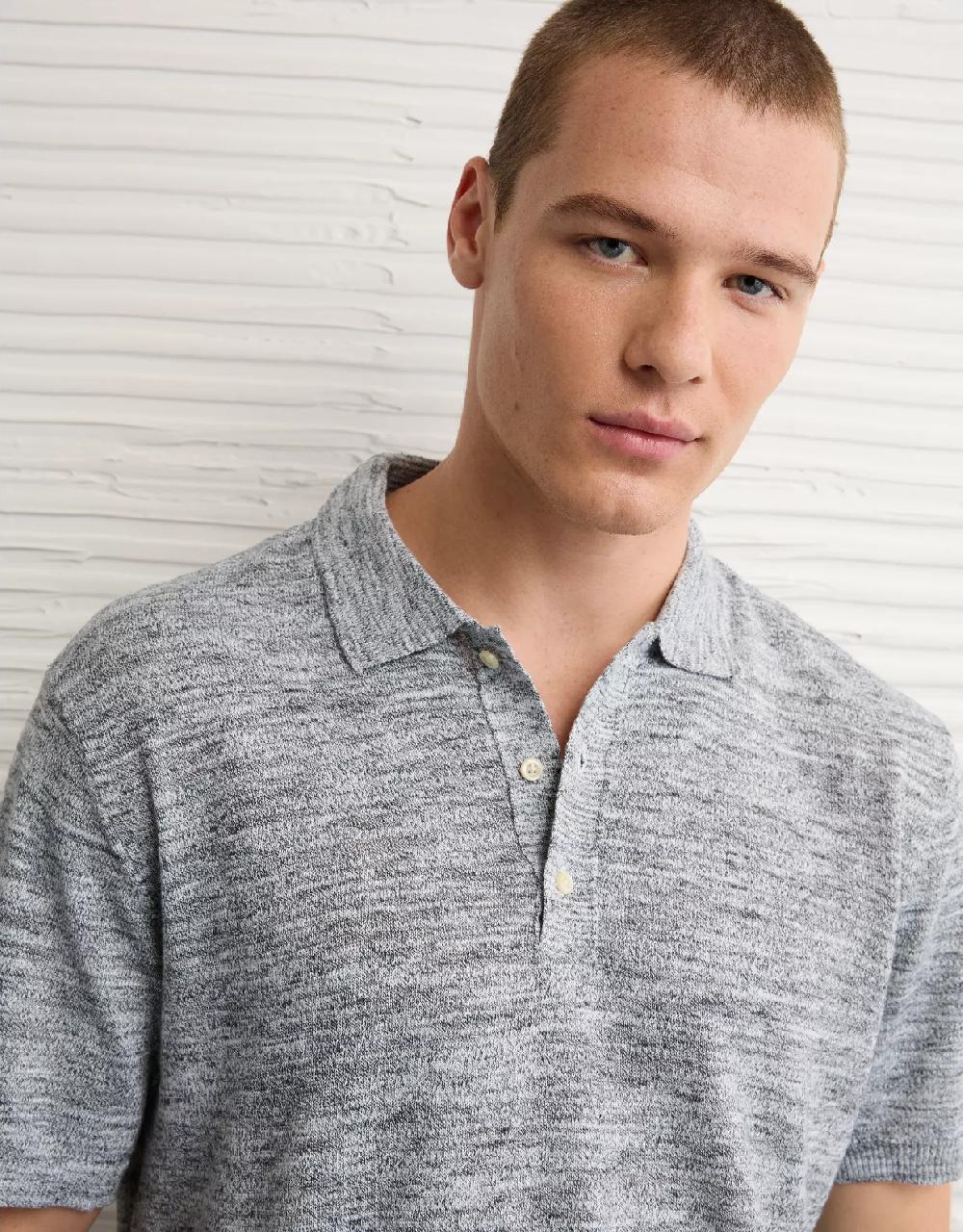 aeo AE Space Dye Sweater Polo Shirt