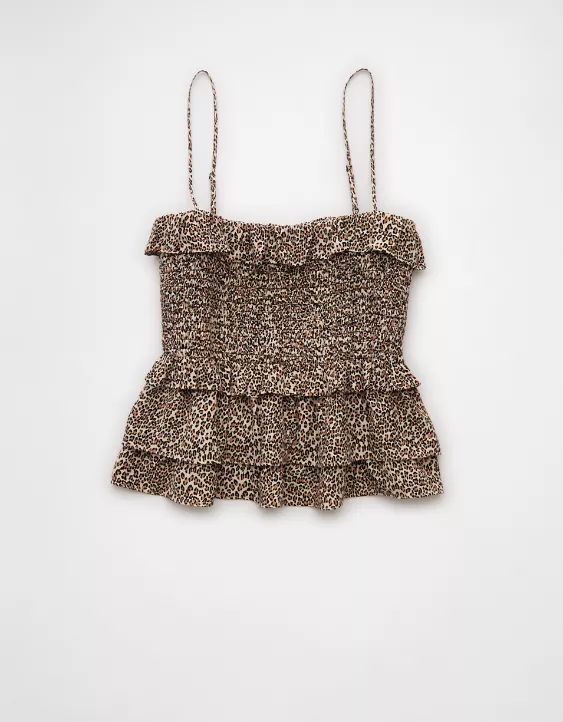 Aeo AE Square Neck Smocked Ruffle Cami