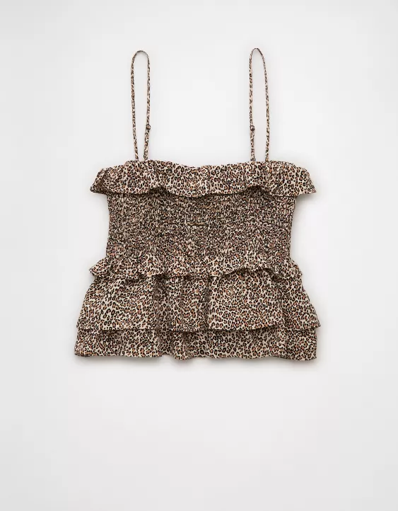 Aeo AE Square Neck Smocked Ruffle Cami