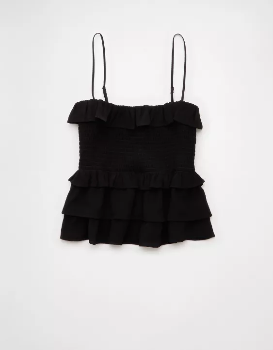 Aeo AE Square Neck Smocked Ruffle Cami