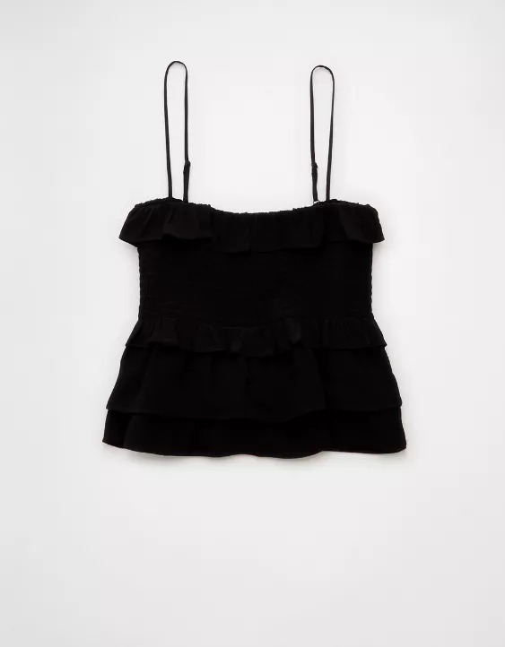 Aeo AE Square Neck Smocked Ruffle Cami