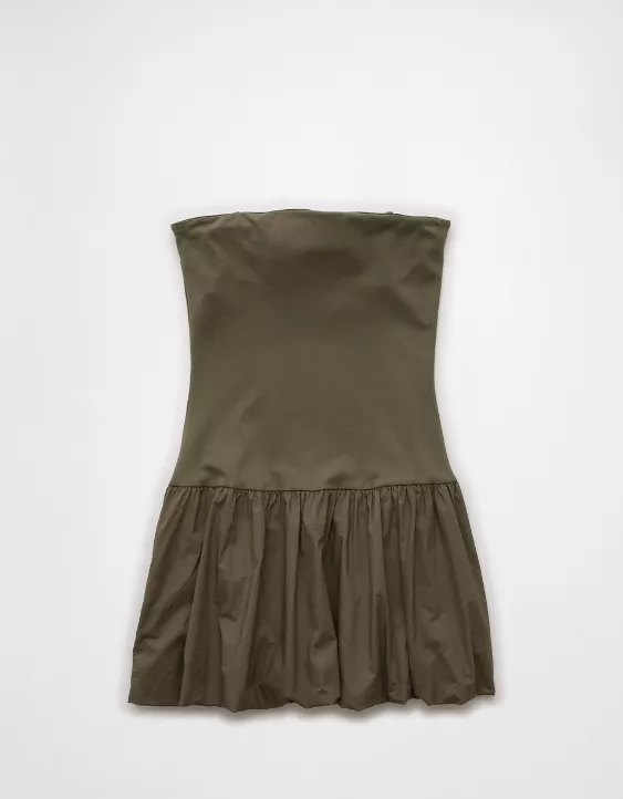 Aeo AE Strapless Drop Waist Bubble Mini Dress