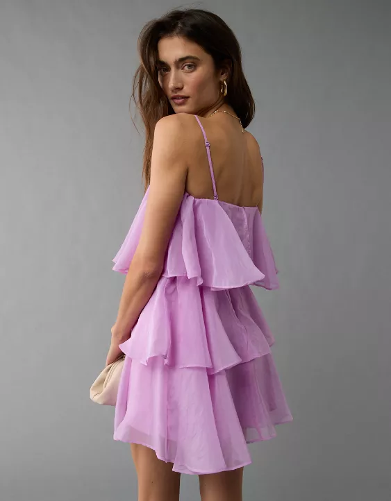Aeo AE Strapless Ruffle Tiered Mini Dress