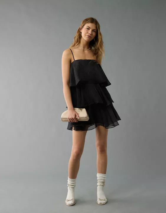 Aeo AE Strapless Ruffle Tiered Mini Dress