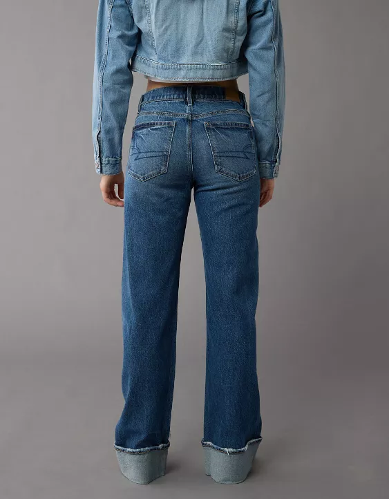 Aeo AE Stretch High-Waisted Stovepipe Cuffed Jean