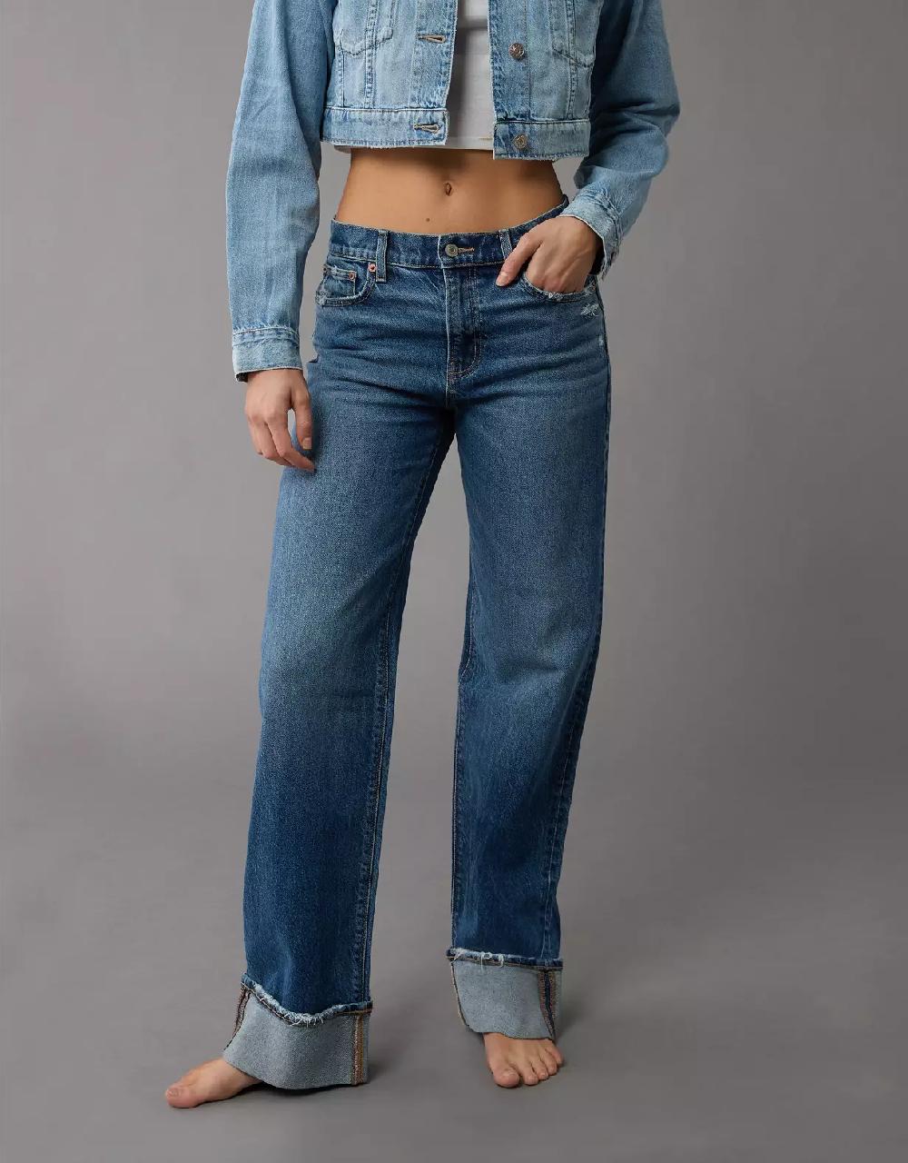 aeo AE Stretch High-Waisted Stovepipe Cuffed Jean