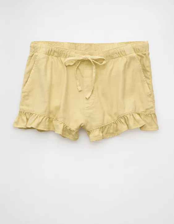 Aeo AE Stretch Linen-Blend Ruffle Short