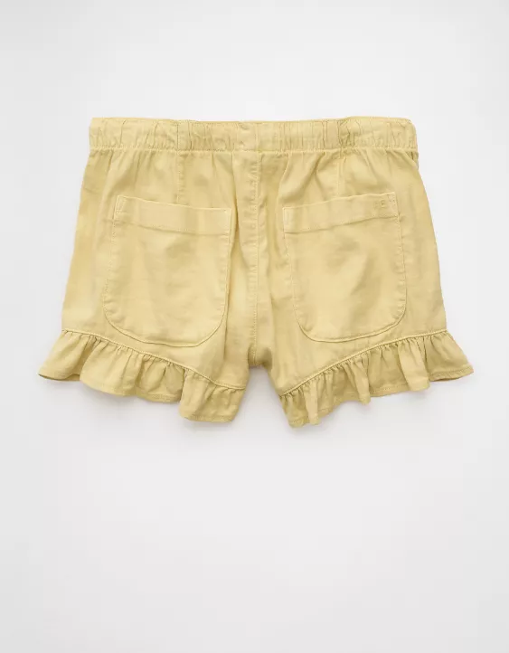 Aeo AE Stretch Linen-Blend Ruffle Short