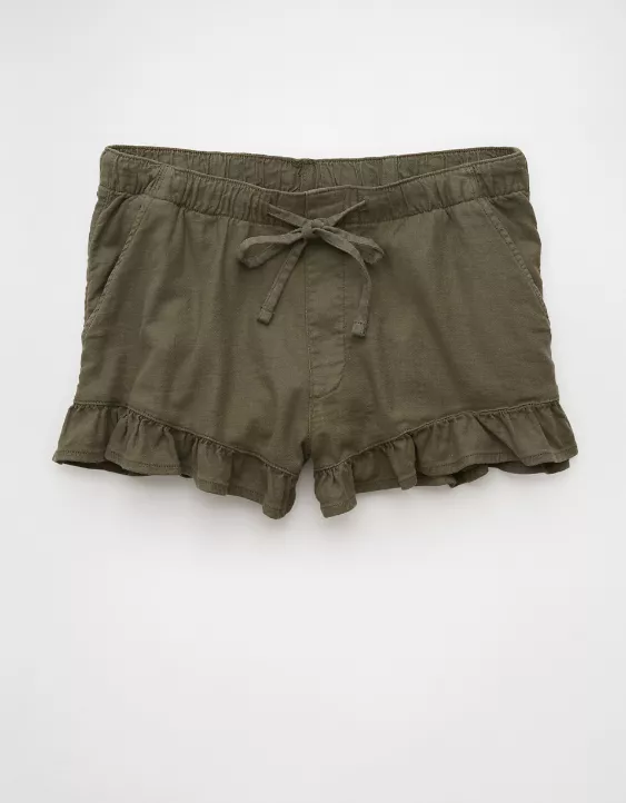 Aeo AE Stretch Linen-Blend Ruffle Short