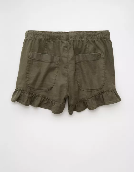 Aeo AE Stretch Linen-Blend Ruffle Short
