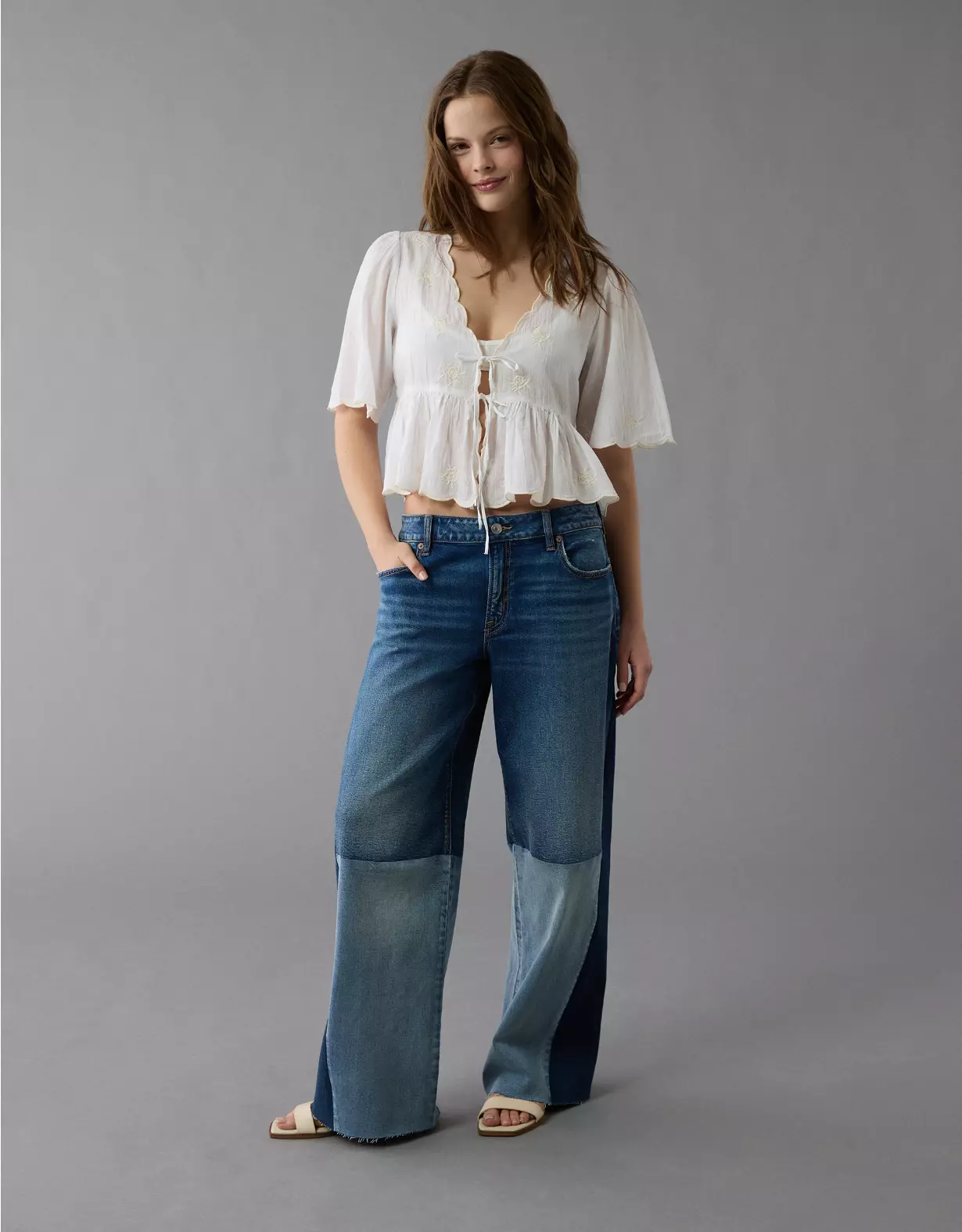 aeo AE Stretch Low-Rise Baggy Wide-Leg Jean