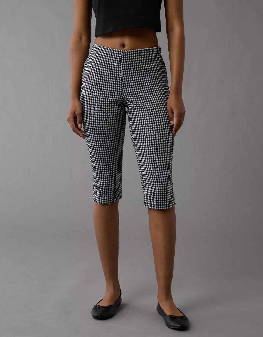 aeo AE Stretch Low-Rise Gingham Capri Pant