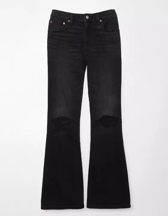 Aeo AE Strigid Ripped Low-Rise Baggy Flare Jean