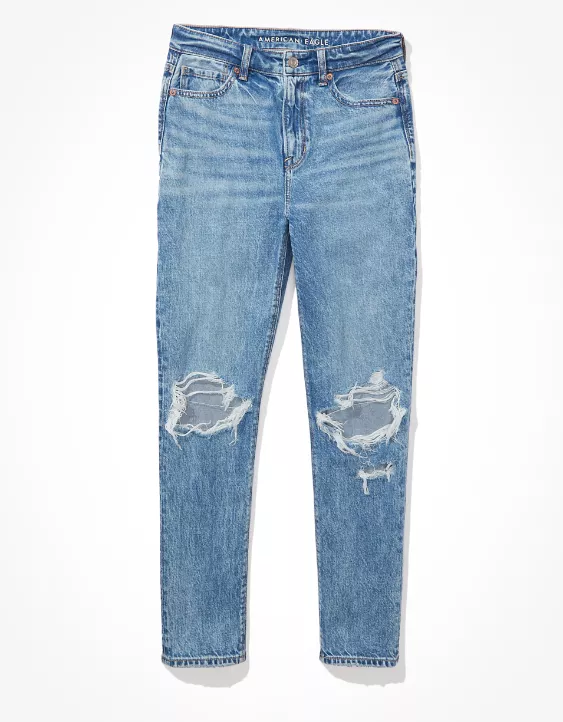 Aeo AE Strigid Ripped Mom Jean