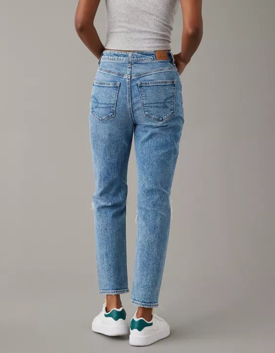 Aeo AE Strigid Ripped Mom Jean