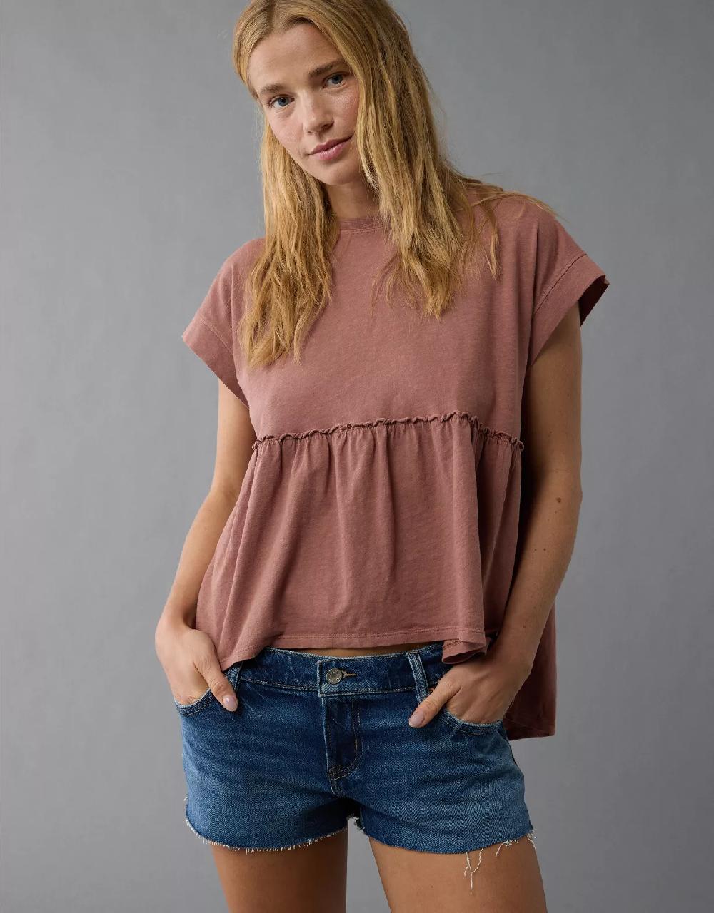 aeo AE Sunchaser Knit Babydoll Swing T-Shirt