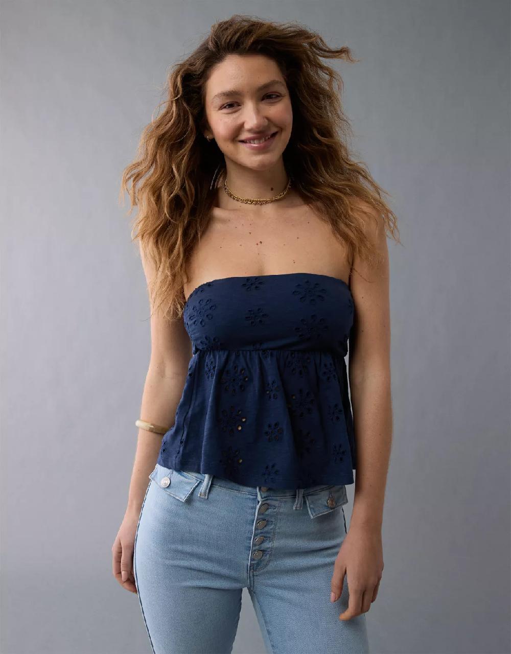 aeo AE Sunchaser Knit Babydoll Tube Top