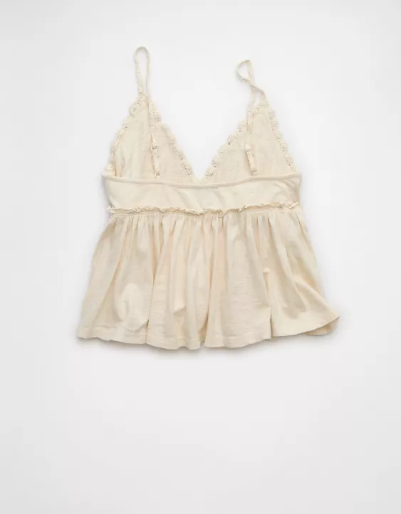 Aeo AE Sunchaser Knit Crochet Babydoll Cami