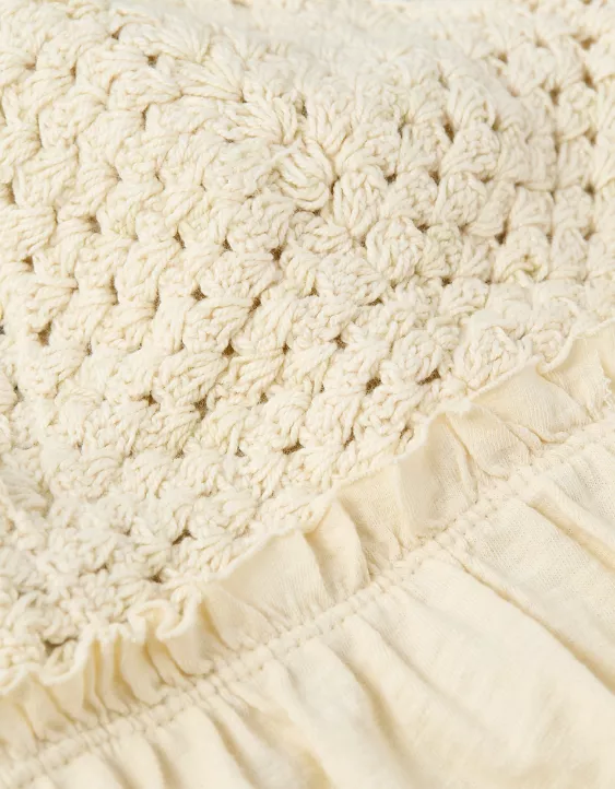 Aeo AE Sunchaser Knit Crochet Babydoll Cami