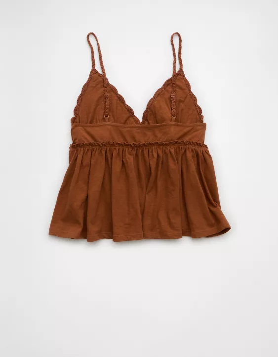 Aeo AE Sunchaser Knit Crochet Babydoll Cami