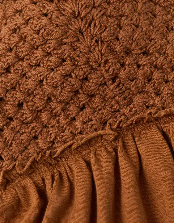 Aeo AE Sunchaser Knit Crochet Babydoll Cami