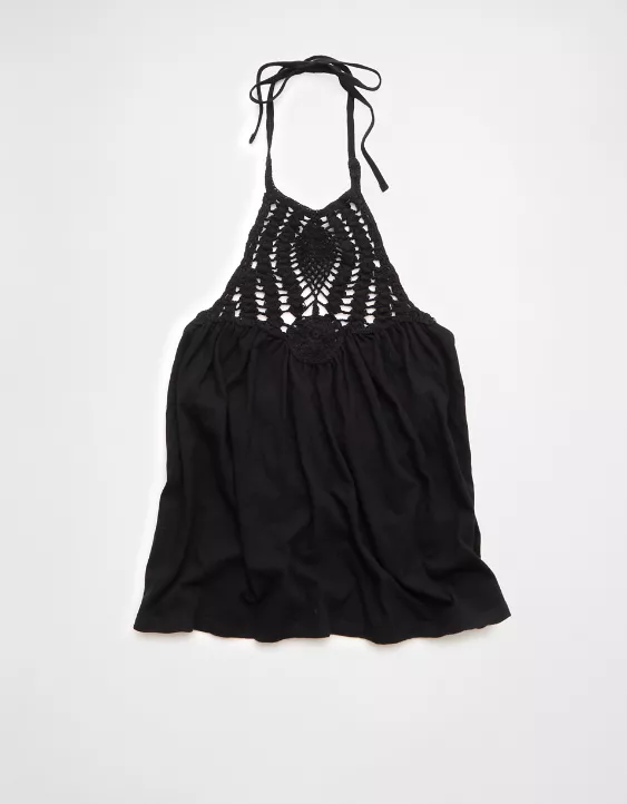 Aeo AE Sunchaser Knit Crochet Halter Top