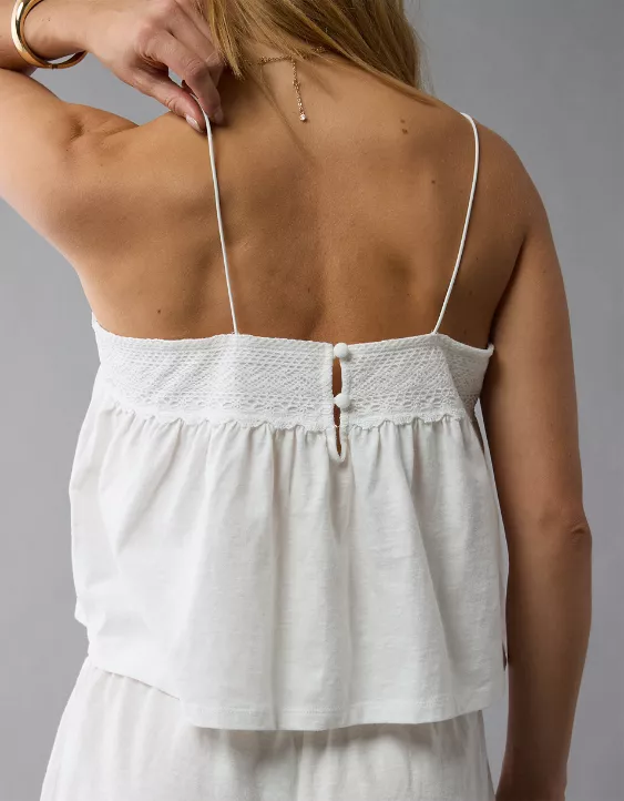 Aeo AE Sunchaser Knit Lace Trim Cami