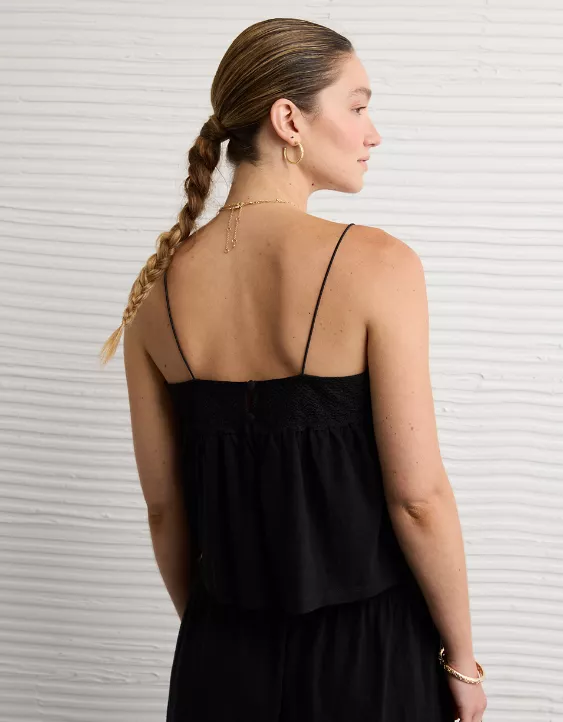 Aeo AE Sunchaser Knit Lace Trim Cami