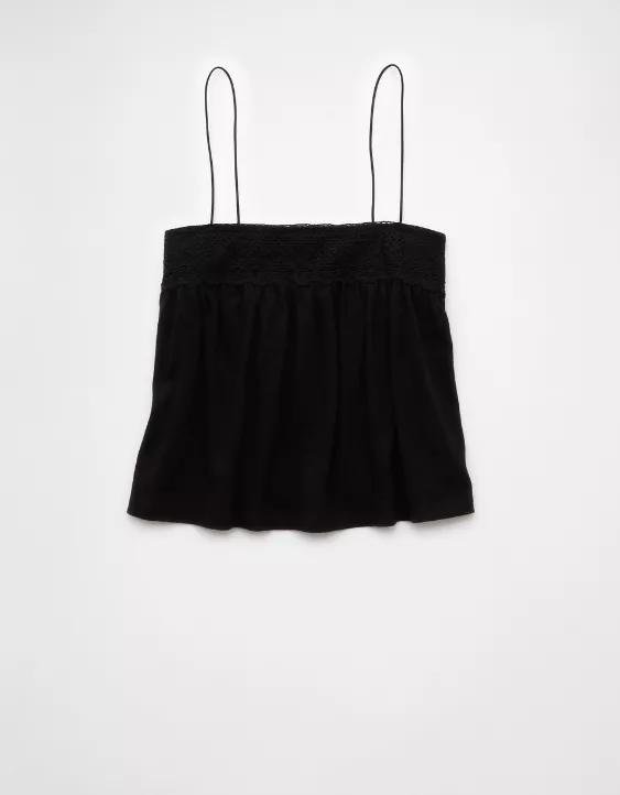 Aeo AE Sunchaser Knit Lace Trim Cami